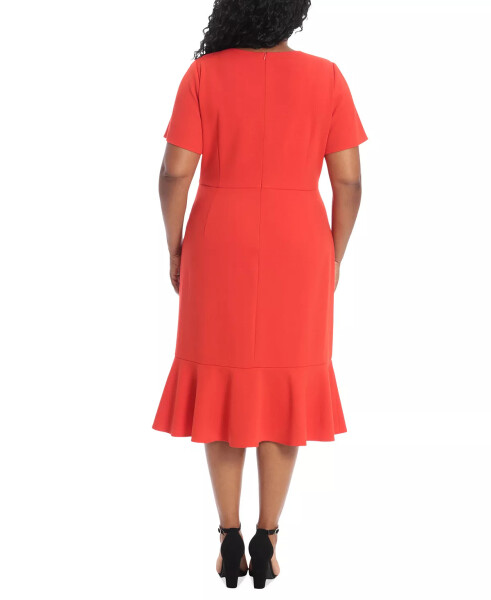 Plus Size Twist-Front Flounce-Hem Dress Scarlet - 5