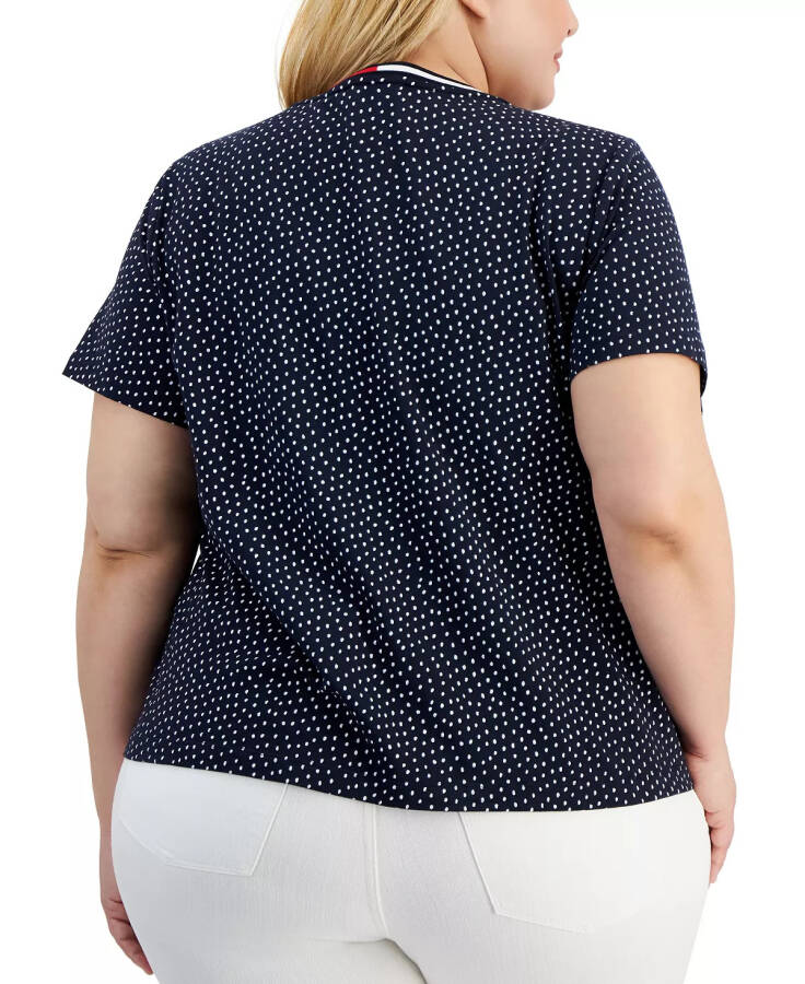 Plus Size V-Neck Dot-Print Top Sky Captain - 2