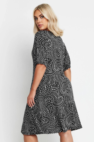 Plus Size V-Neck Elastic Sleeve Printed Short Dress 137992 - 5