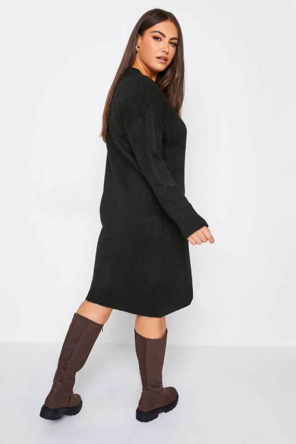 Plus Size V Neck Long Sleeve Knit Sweater Dress 302334 - 5