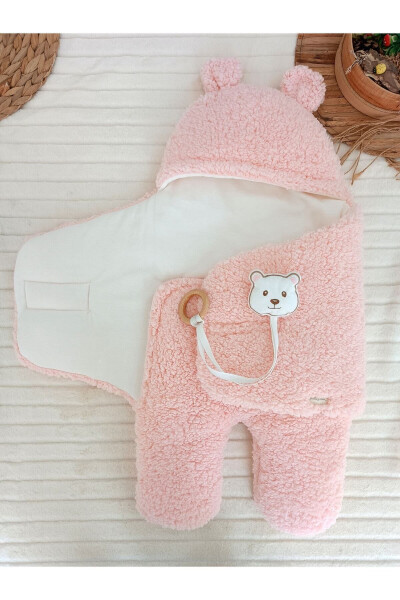 Plush Baby Swaddle Blanket with Toy Sleepsuit for Hospital Discharge Gift Wrapping - 11