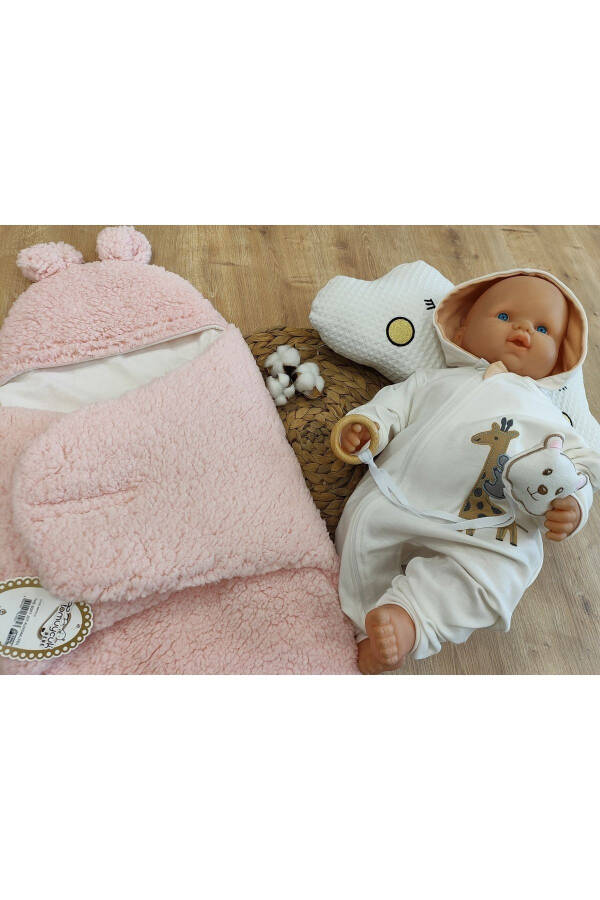 Plush Baby Swaddle Blanket with Toy Sleepsuit for Hospital Discharge Gift Wrapping - 16