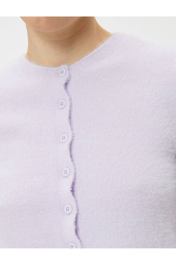 Plush Cardigan with Buttons, Short Sleeves, and a Polo Neck - 11