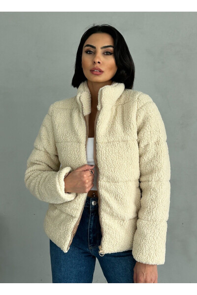 Plush Embossed Teddy Puffer Jacket - 1