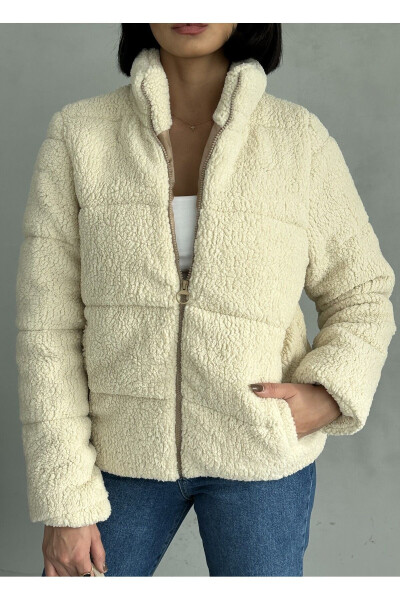 Plush Embossed Teddy Puffer Jacket - 5