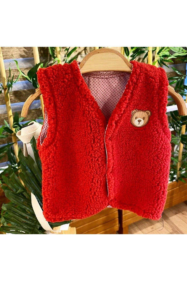 Plush Fleece Baby Vest, Teddy Bear - 1