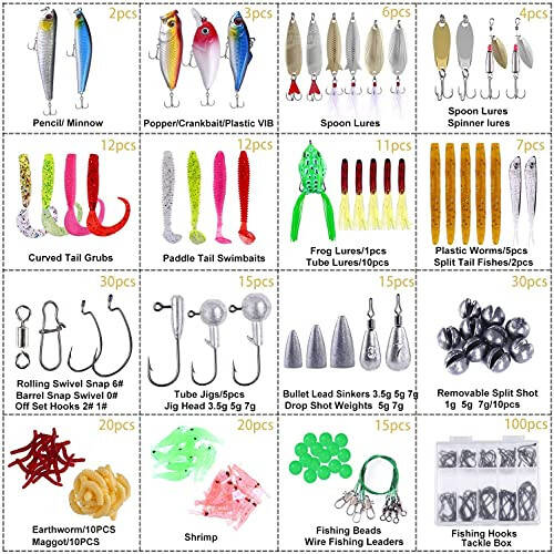 PLUSINNO 302PCS Fishing Lures Baits Tackle, 263PCS Fishing Accessories Kit - 4