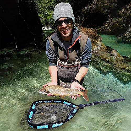 PLUSINNO Floating Fishing Net for Steelhead, Salmon, Fly, Kayak, Catfish, Bass, Trout Fishing, Rubber Coated Landing Net for Easy Catch & Release, Compact & Foldable for Easy Transportation & Storage - 6