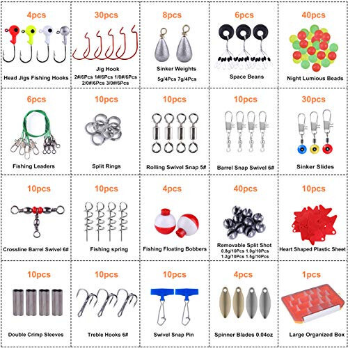 PLUSINNO Набор рыболовных приманок, в том числе кренки, блесны, пластиковые черви, джиги, поверхностные приманки, ящик для снастей и многое другое снаряжение для рыбалки, 102/302 шт. - 4