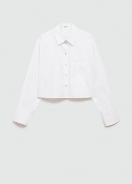 Pocketed, off-white crop shirt - 1