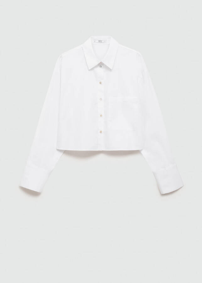 Pocketed, off-white crop shirt - 1