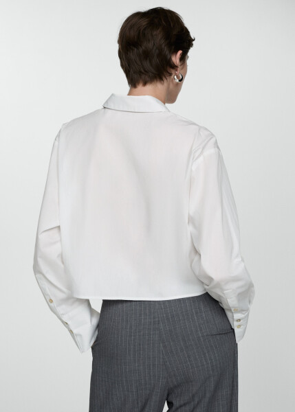 Pocketed, off-white crop shirt - 4