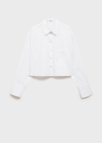 Pocketed, off-white crop shirt - 7