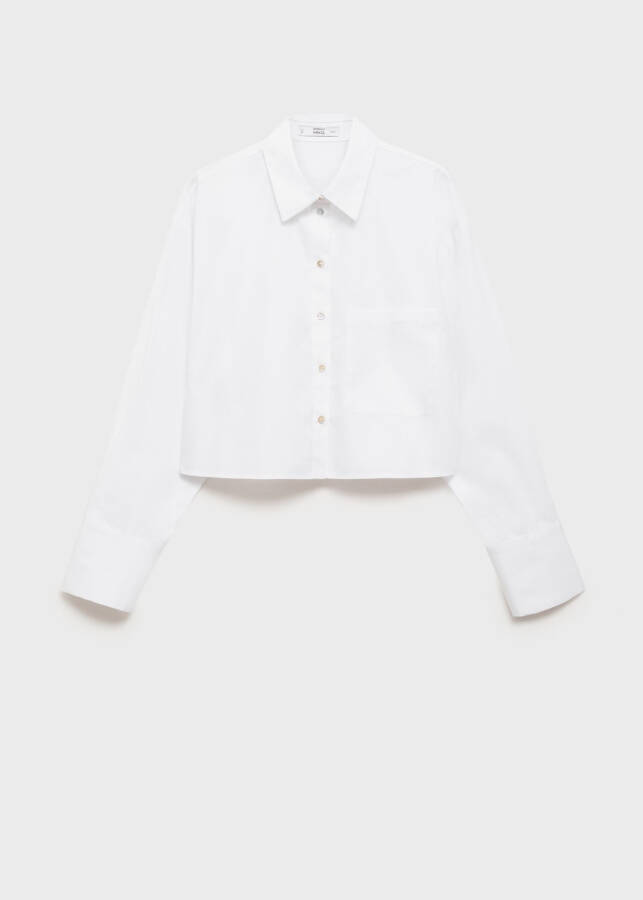 Pocketed, off-white crop shirt - 7