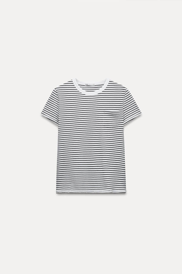 Pocketed T-Shirt-Striped - 13