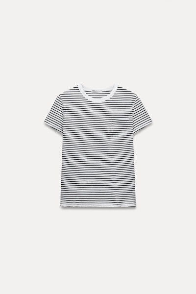 Pocketed T-Shirt-Striped - 8