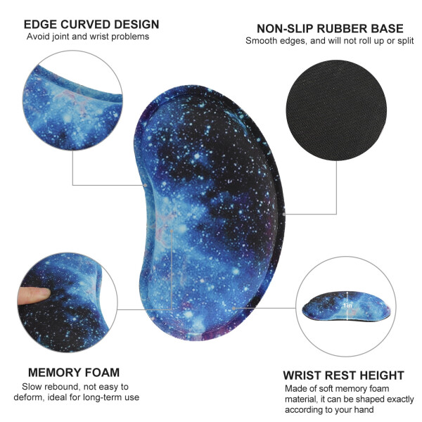 Подставка для запястий клавиатуры с эффектом памяти, EEEkit Подушка для запястий мыши, для офиса, компьютера, ноутбука, Mac, комфортная, легкая, для облегчения боли при печати, звездная серия - 7