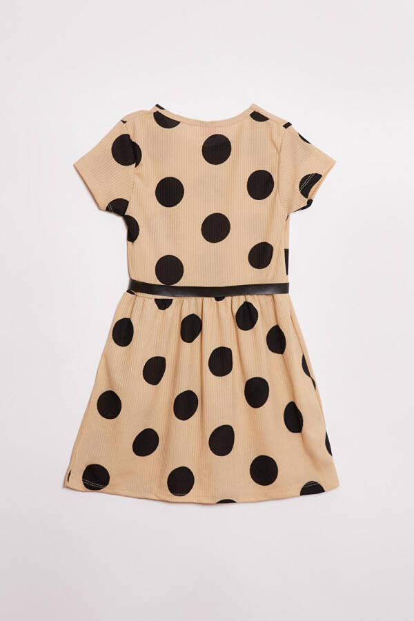 Polka Dot Dress with Belt Detail for Girls - 3