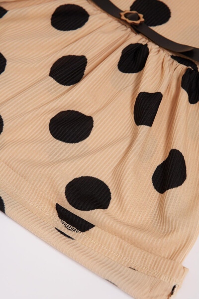 Polka Dot Dress with Belt Detail for Girls - 4