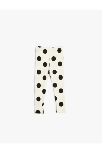 Polka dot, elastic waist, cotton jersey leggings - 2