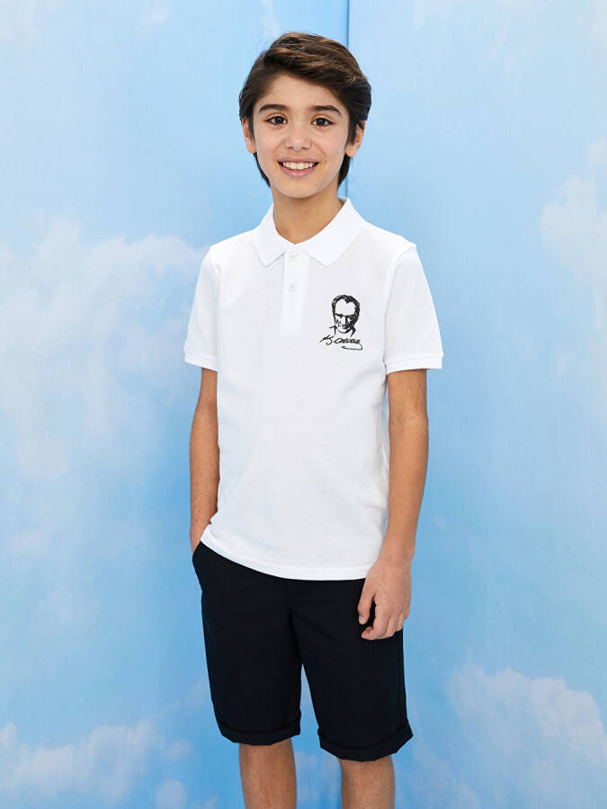 Polo Collar Atatürk Printed Short Sleeve Boys T-Shirt - 6