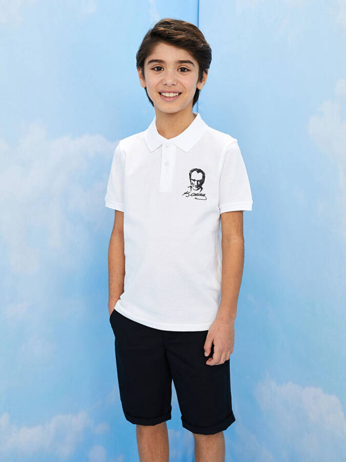 Polo Collar Atatürk Printed Short Sleeve Boys T-Shirt - 1