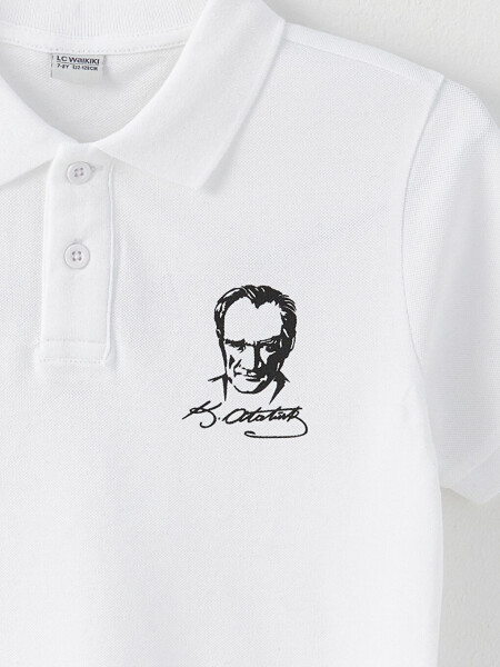 Polo Collar Atatürk Printed Short Sleeve Boys T-Shirt - 5