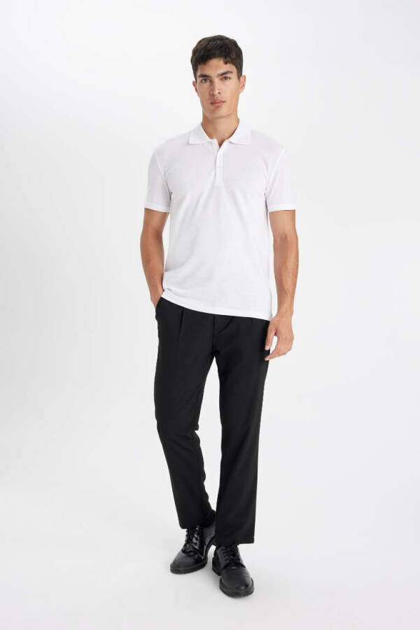 Поло с коротким рукавом Basic Slim Fit из хлопка Белый - 2