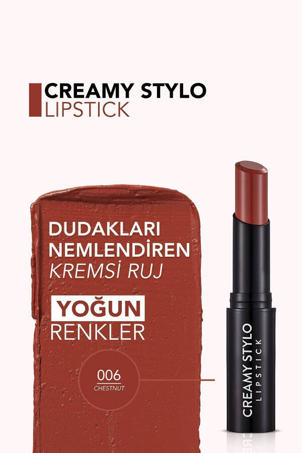 Полуматовая помада-карандаш - Creamy Stylo Lipstick - 006 Каштан - 8682536013666 - 12