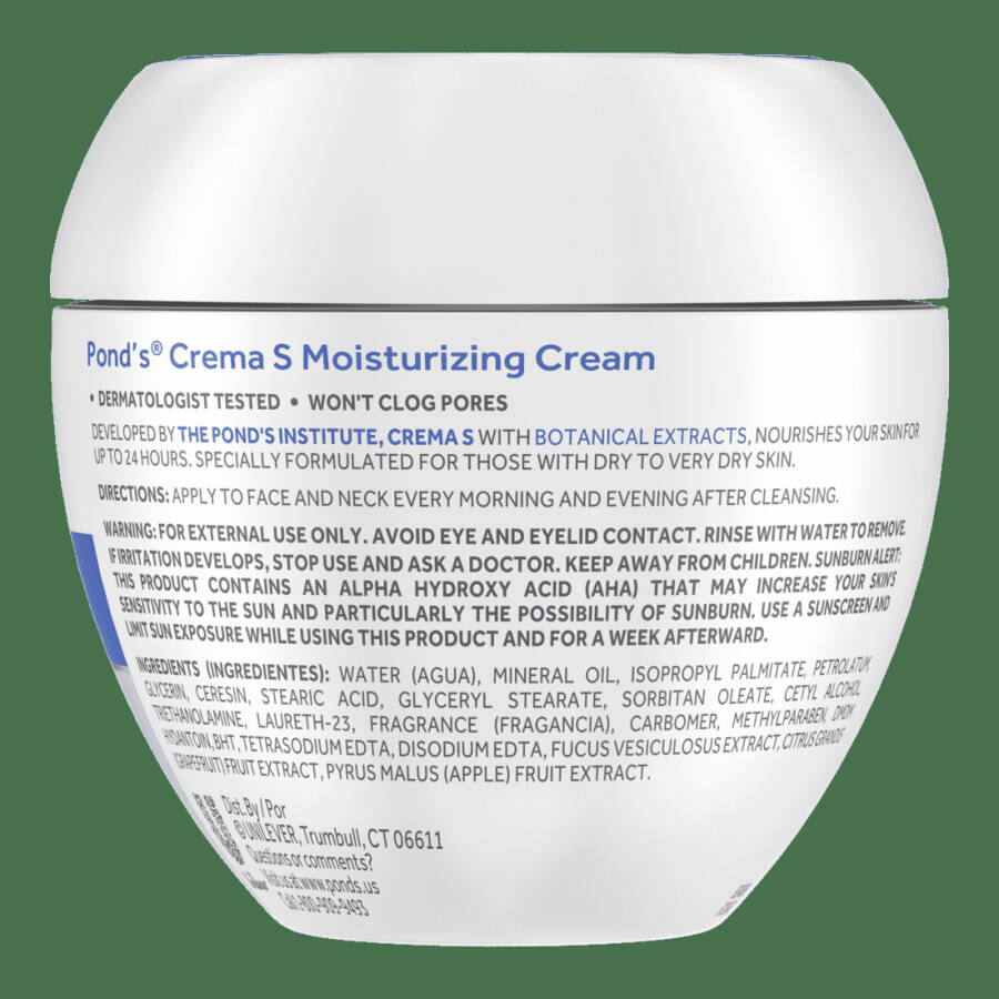 Pond's Crema S Yüz Nemlendirici Krem, Kuru Ciltler için Yüz Nemlendirici 10.1 oz - 5