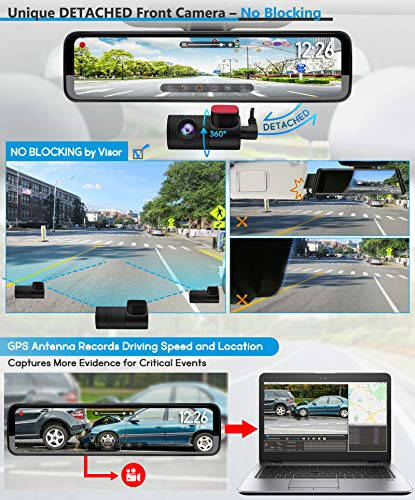 PORMIDO Triple Mirror Dash Cam 12