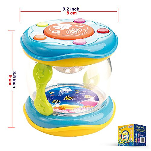 Portable First Drum Musical Instrument - Educational Toy for Children Learning and Entertainment. Small Size and Soft Sounding - 5