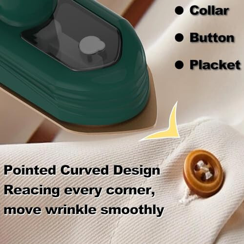 Portable Mini Travel Iron for Clothes, 180° Rotating Handheld Iron, 2 in 1 Small Size Ironing Machine for Dry and Wet Ironing for Business, Home, Fabric Wrinkle Remover (Dark Green) - 4