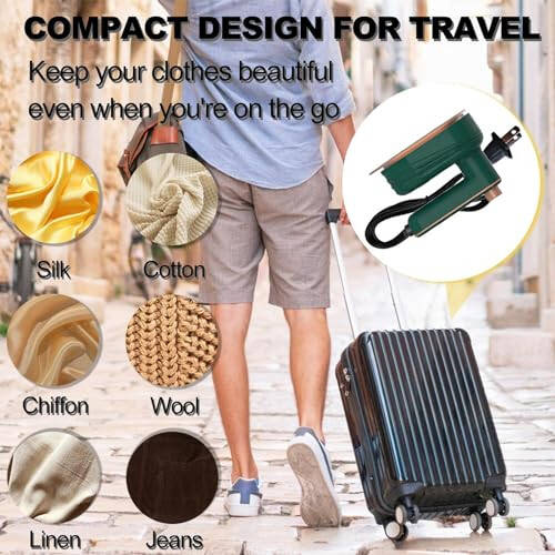 Portable Mini Travel Iron for Clothes, 180° Rotating Handheld Iron, 2 in 1 Small Size Ironing Machine for Dry and Wet Ironing for Business, Home, Fabric Wrinkle Remover (Dark Green) - 6