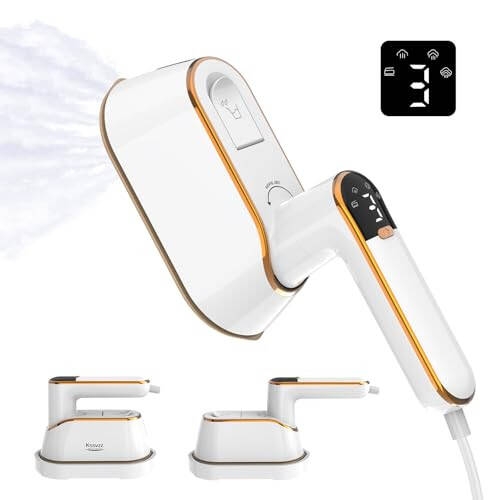 Portable Travel Steamer Iron for Clothes with LCD Display - 4 Mode Handheld Mini Clothing Steam Iron, 1200W Small Garment Steamer, Hand Held Fabric Steamer for Home, Dorm, Travel (120V ONLY)(White) - 1