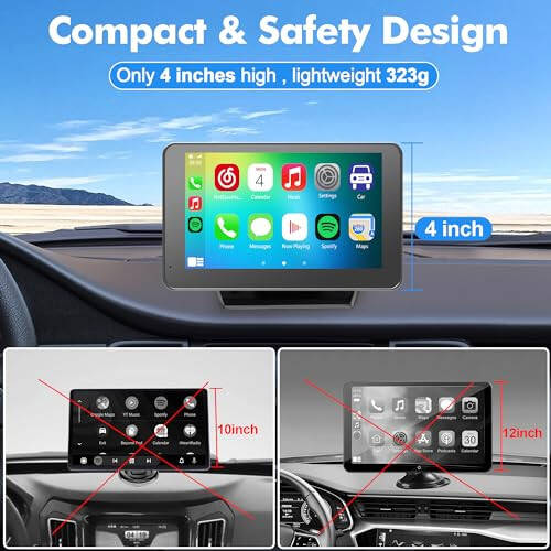 Portable Wireless CarPlay Screen for Car, 7 Inch Double Din Car Stereo for Apple CarPlay & Android Auto, Multimedia Player with Backup Camera, Mirror Link, Navigation Screen for All Vehicles - 8