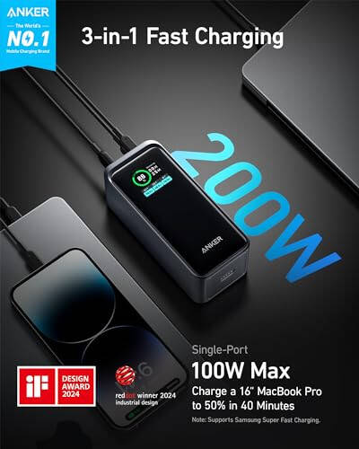 Портативный зарядный блок Anker Prime Power Bank 200 Вт, 20 000 мАч - 2