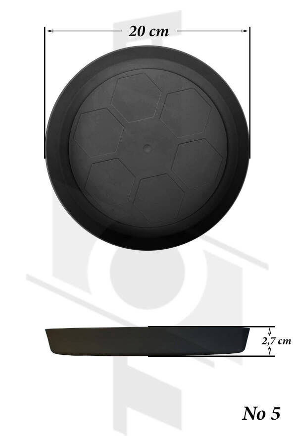 Pot Plate 20cm Yalı Vaha No5 Plate Anthracite Serinova Pot Base 5 Number Plastic Base - 2