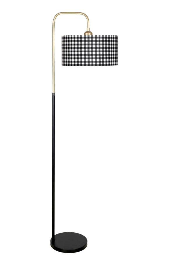 Potenza Vintage Detailed Black Metal Floor Lamp - Black Plaid - 1