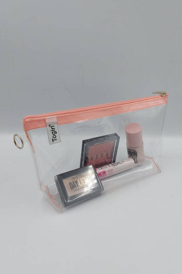 Powder Pink, Transparent Triangle Makeup Bag - 1