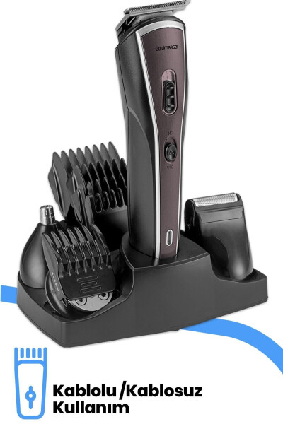 Power Corded Cordless Stainless Steel 9 in 1 Full Stand Men's Grooming Set - 2