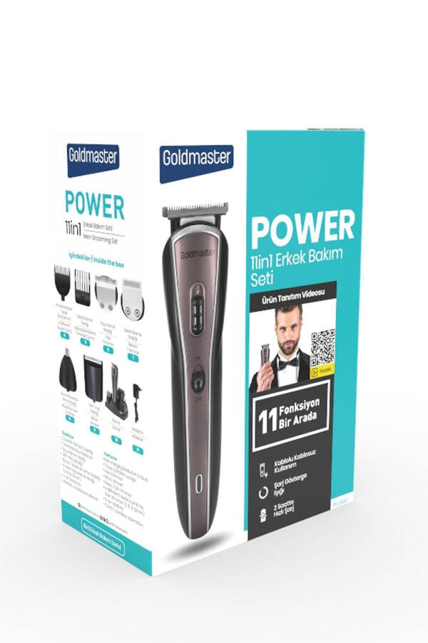 Power Corded Cordless Stainless Steel 9 in 1 Full Stand Men's Grooming Set - 6