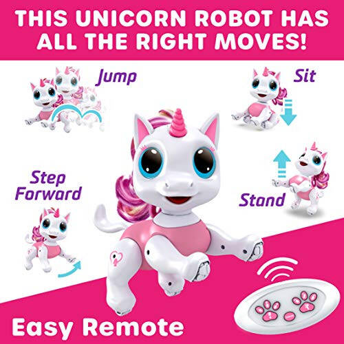 Power Your Fun Unicorn Robo Pets Unicorn Toy for Girls and Boys - Remote Control Robot Toy with Interactive Hand Motion Gestures, STEM Toy Program Treats, Walking, Dancing Robot Unicorn Kids Toy Pink - 3