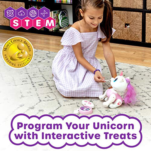 Power Your Fun Unicorn Robo Pets Unicorn Toy for Girls and Boys - Remote Control Robot Toy with Interactive Hand Motion Gestures, STEM Toy Program Treats, Walking, Dancing Robot Unicorn Kids Toy Pink - 4