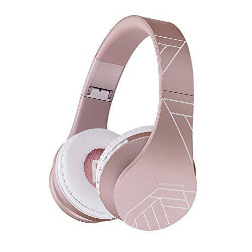 PowerLocus Bluetooth Headphones Over Ear, Bluetooth Headphone Rose Gold, Wireless Headphones Foldable, Hi-Fi Stereo, Soft Memory Foam Earmuffs, Built-in Mic & Wired Mode for iPhone,Android,PC,Laptops - 1