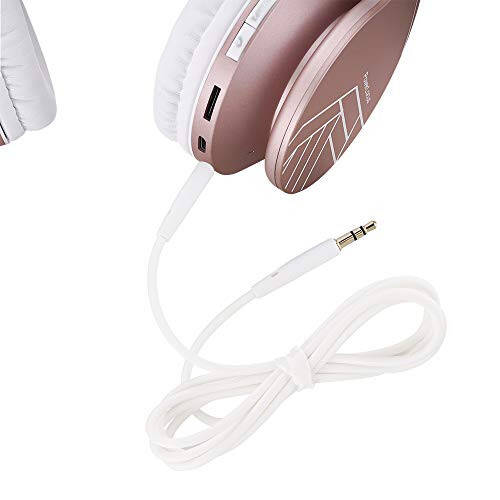 PowerLocus Bluetooth Headphones Over Ear, Bluetooth Headphone Rose Gold, Wireless Headphones Foldable, Hi-Fi Stereo, Soft Memory Foam Earmuffs, Built-in Mic & Wired Mode for iPhone,Android,PC,Laptops - 3