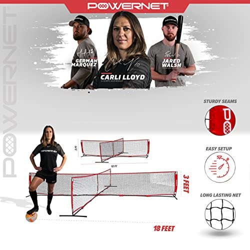 PowerNet 4 Way Soccer Tennis Net, Fun New Game and Training Equipment, Play at The Park or Beach, 2 Sizes - 2