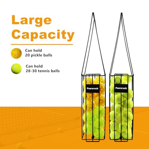 Poweruck Pickleball Tennis Ball Hopper Set, Pickleball Tennis Ball Basket Holder with 20 Outdoor Pickleball Balls, Perfect Court Equipment for Beginner - 4