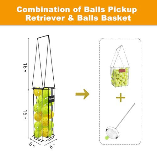 Poweruck Pickleball Tennis Ball Hopper Set, Pickleball Tennis Ball Basket Holder with 20 Outdoor Pickleball Balls, Perfect Court Equipment for Beginner - 5