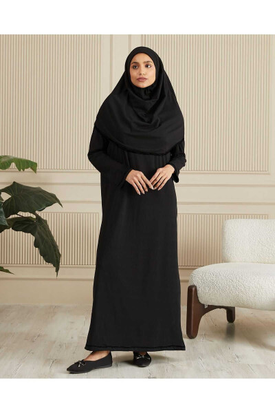 Prayer Dress With Self-Covering Cotton Knitted Hijab - 2